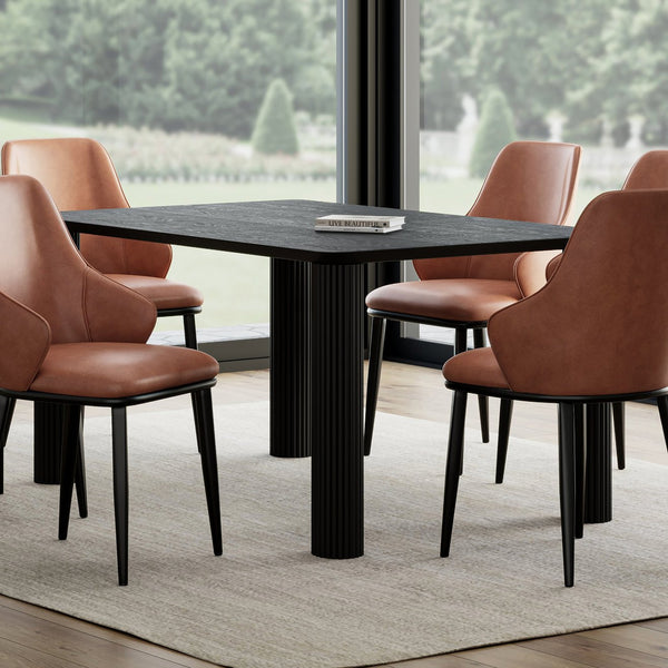 Worldwide Home Furnishings Sangra-59" Dining Table - Durable Mango Wood With Sophisticated Reeded Legs For Chic Spaces Black Solid Wood 201-751blksm