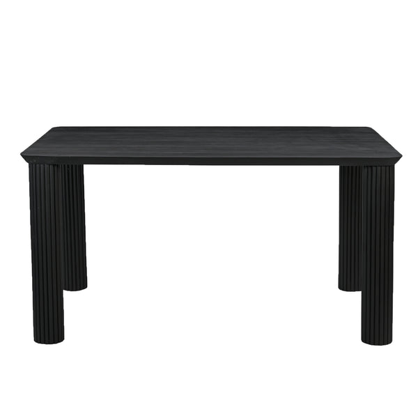 Worldwide Home Furnishings Sangra-59" Dining Table - Durable Mango Wood With Sophisticated Reeded Legs For Chic Spaces Black Solid Wood 201-751blksm