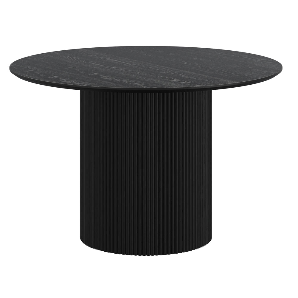 Worldwide Home Furnishings Tovas-dining Round Pedestal Table With Reeded Wood Base For Timeless Style And Organic Elegance Black Engineered Wood,Oak Veneer 201-782blk