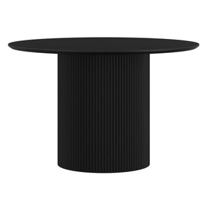 Worldwide Home Furnishings Tovas-dining Round Pedestal Table With Reeded Wood Base For Timeless Style And Organic Elegance Black Engineered Wood,Oak Veneer 201-782blk