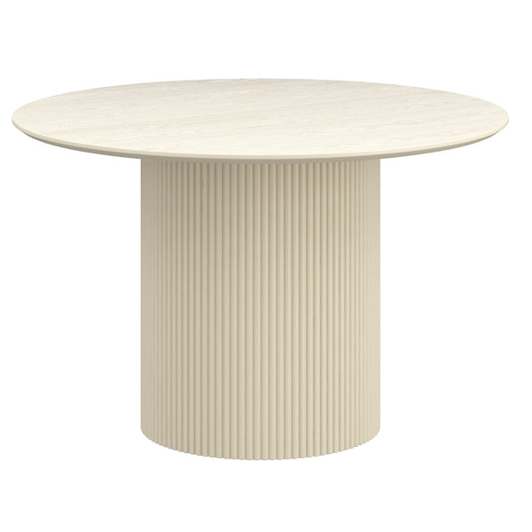 Worldwide Home Furnishings Tovas-dining Round Pedestal Table With Reeded Wood Base For Timeless Style And Organic Elegance Ivory Engineered Wood,Oak Veneer 201-782iv