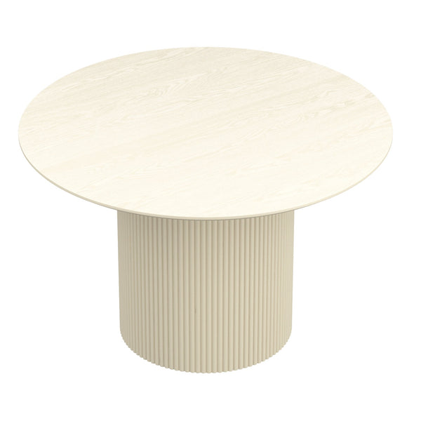 Worldwide Home Furnishings Tovas-dining Round Pedestal Table With Reeded Wood Base For Timeless Style And Organic Elegance Ivory Engineered Wood,Oak Veneer 201-782iv