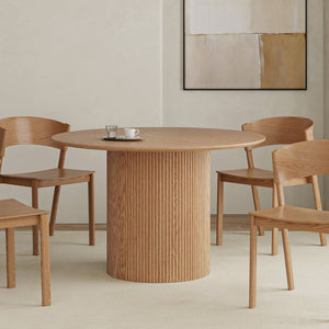 Worldwide Home Furnishings Tovas-dining Round Pedestal Table With Reeded Wood Base For Timeless Style And Organic Elegance Natural Engineered Wood,Oak Veneer 201-782nat