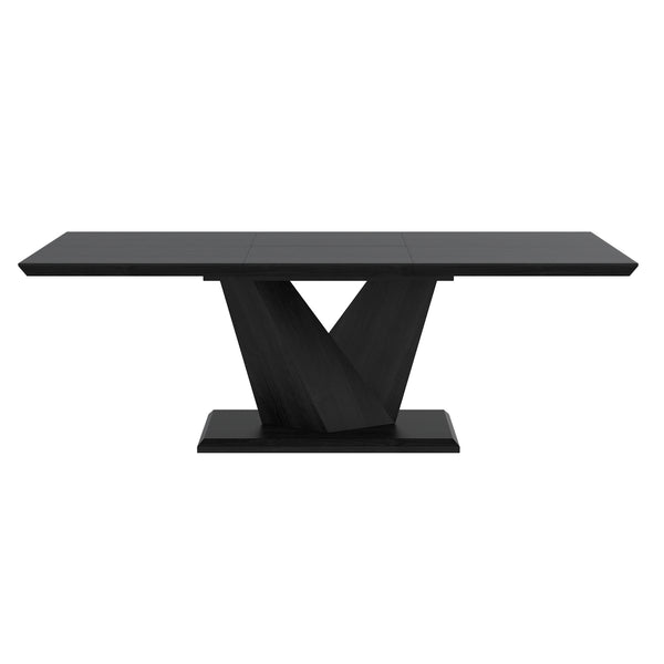 Worldwide Home Furnishings Eclipse-extension Dining Table - Elegant Black Design With Versatile Butterfly Leaf & Geometric Base Black Select Solids & Veneers 201-860blk