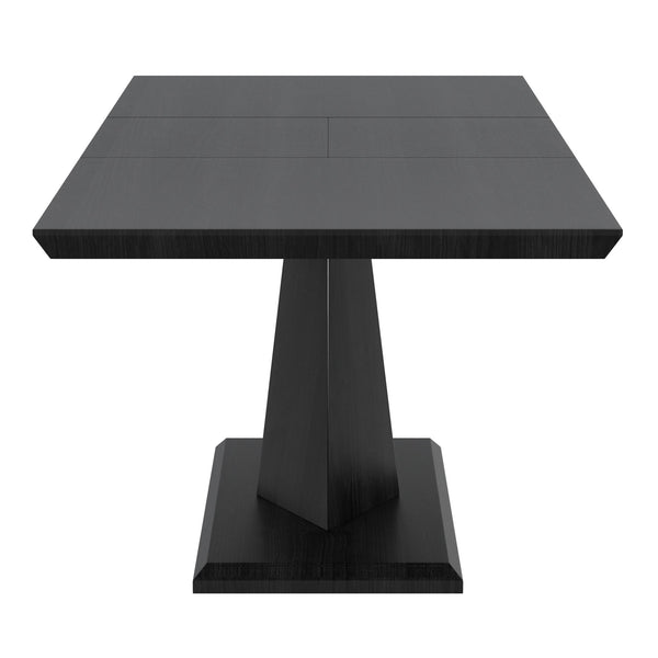 Worldwide Home Furnishings Eclipse-extension Dining Table - Elegant Black Design With Versatile Butterfly Leaf & Geometric Base Black Select Solids & Veneers 201-860blk