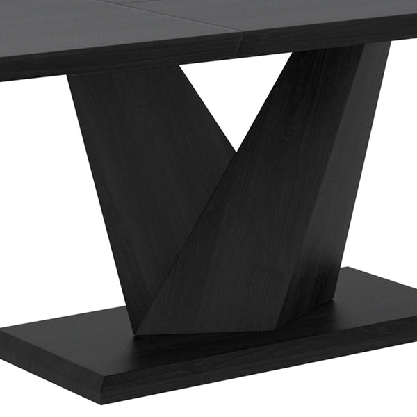 Worldwide Home Furnishings Eclipse-extension Dining Table - Elegant Black Design With Versatile Butterfly Leaf & Geometric Base Black Select Solids & Veneers 201-860blk