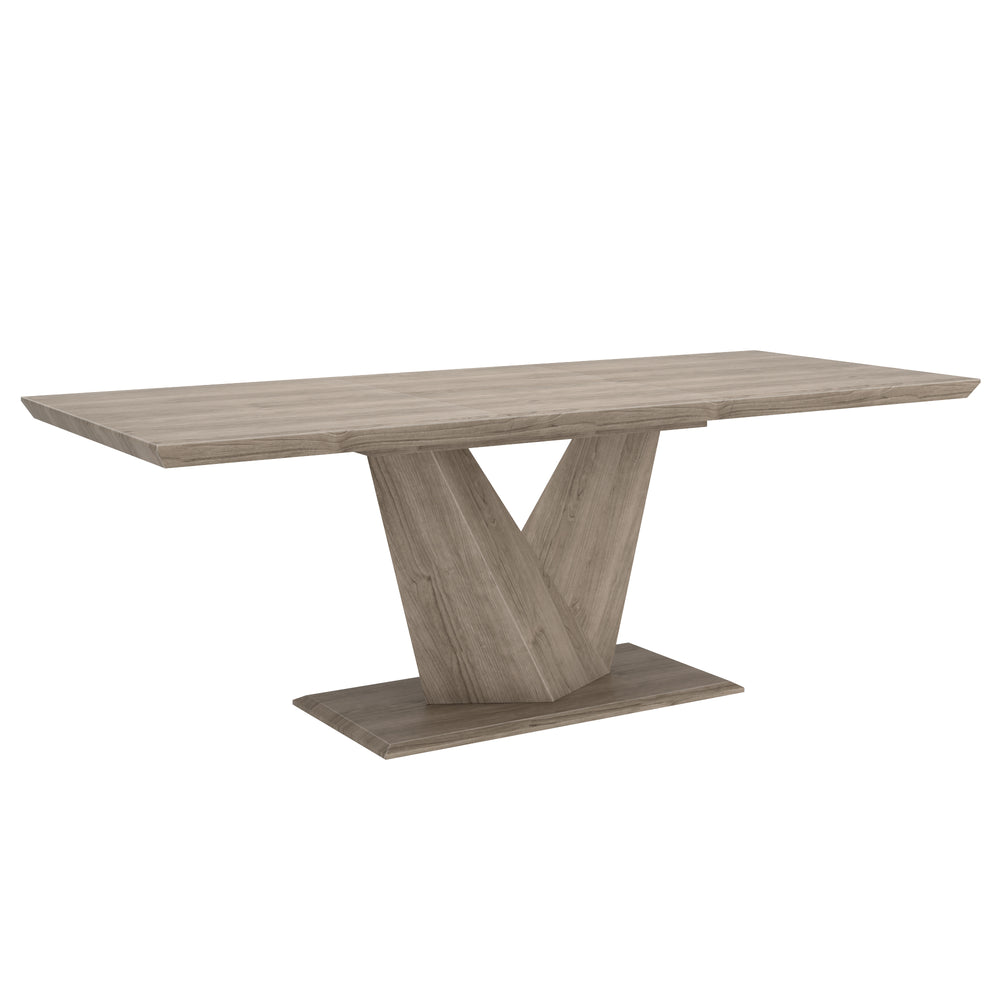 Worldwide Home Furnishings Eclipse-extension Dining Table - Stylish Washed Oak With Geometric Base & Convenient Butterfly Leaf Washed Oak Select Solids & Veneers 201-860ok