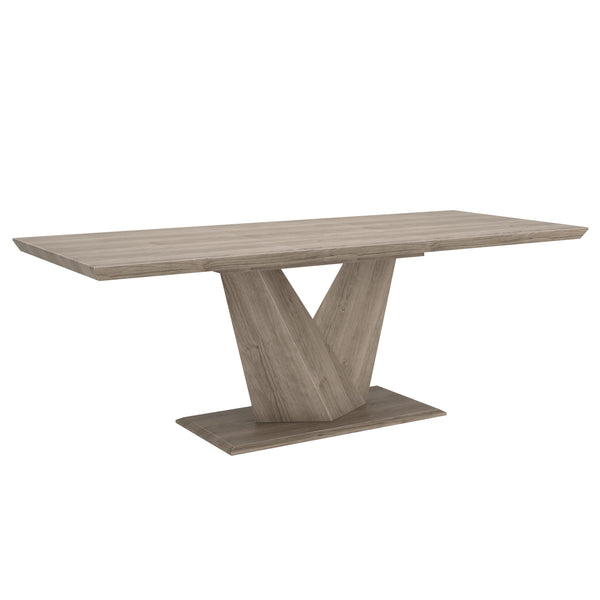Worldwide Home Furnishings Eclipse-extension Dining Table - Stylish Washed Oak With Geometric Base & Convenient Butterfly Leaf Washed Oak Select Solids & Veneers 201-860ok