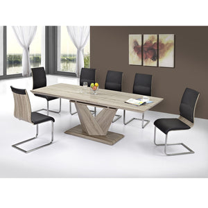 Worldwide Home Furnishings Eclipse-extension Dining Table - Stylish Washed Oak With Geometric Base & Convenient Butterfly Leaf Washed Oak Select Solids & Veneers 201-860ok