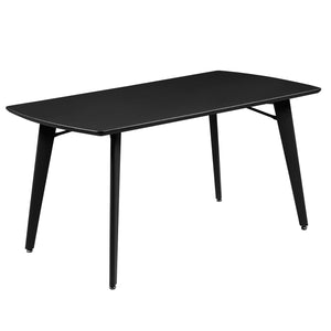 Worldwide Home Furnishings Leon-dining Table - Elegant Wood Grain Top With Rounded Edges And Sleek Metal Legs For Any Space Black,Black Engineered Wood,Metal 201-893blk