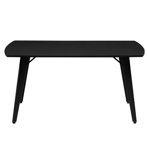 Worldwide Home Furnishings Leon-dining Table - Elegant Wood Grain Top With Rounded Edges And Sleek Metal Legs For Any Space Black,Black Engineered Wood,Metal 201-893blk