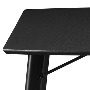 Worldwide Home Furnishings Leon-dining Table - Elegant Wood Grain Top With Rounded Edges And Sleek Metal Legs For Any Space Black,Black Engineered Wood,Metal 201-893blk