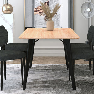 Worldwide Home Furnishings Leon-dining Table - Elegant Wood Grain Top With Rounded Edges And Sleek Metal Legs For Any Space Natural,Black Engineered Wood,Metal 201-893nat
