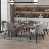 !nspire Veneta Dining Table Walnut Walnut Mdf/Metal/Glass