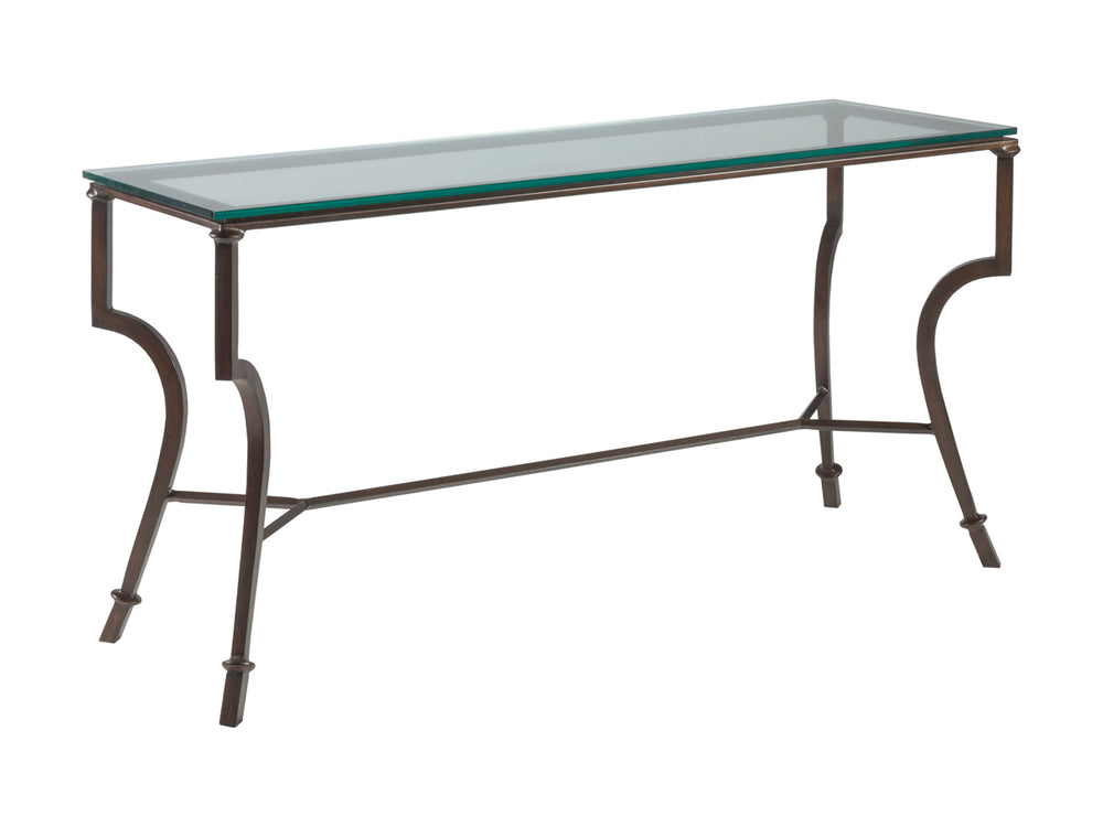 Lexington Artistica Home Syrah Hand-forged Iron Console With Polished Glass Top - Exquisite Italian Craftsmanship Awaiting You! Antique Copper Wood 2010-967-43