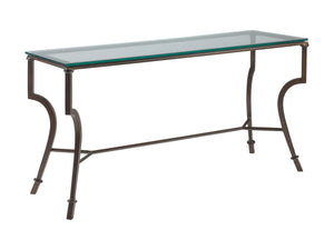 Lexington Artistica Home Syrah Hand-forged Iron Console With Polished Glass Top - Exquisite Italian Craftsmanship Awaiting You! Antique Copper Wood 2010-967-43