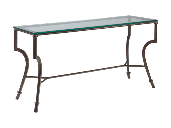 Lexington Artistica Home Syrah Hand-forged Iron Console With Polished Glass Top - Exquisite Italian Craftsmanship Awaiting You! Antique Copper Wood 2010-967-43