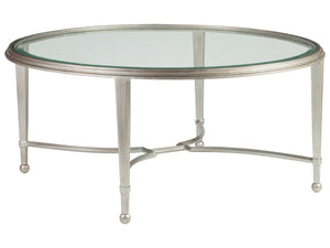 Lexington Artistica Home Sangiovese Round Cocktail Table - Hand-forged Iron Base With Beveled Glass Top For Elegant Spaces Argento Wood 2011-943-46