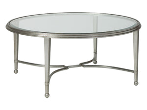 Lexington Artistica Home Sangiovese Round Cocktail Table - Hand-forged Iron Base With Beveled Glass Top For Elegant Spaces Silver Leaf Wood 2011-943-47