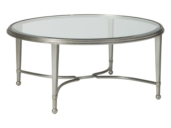 Lexington Artistica Home Sangiovese Round Cocktail Table - Hand-forged Iron Base With Beveled Glass Top For Elegant Spaces Silver Leaf Wood 2011-943-47