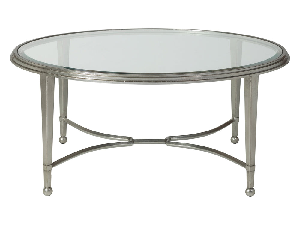 Lexington Artistica Home Sangiovese Round Cocktail Table - Hand-forged Iron Base With Beveled Glass Top For Elegant Spaces Silver Leaf Wood 2011-943-47