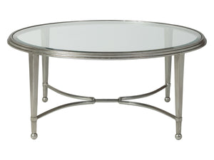 Lexington Artistica Home Sangiovese Round Cocktail Table - Hand-forged Iron Base With Beveled Glass Top For Elegant Spaces Silver Leaf Wood 2011-943-47