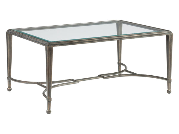 Lexington Artistica Home Sangiovese Elegant Hand-forged Iron Cocktail Table With Beveled Glass Top – Artisan Crafted Beauty St. Laurent Wood 2011-945-44