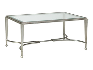 Lexington Artistica Home Sangiovese Elegant Hand-forged Iron Cocktail Table With Beveled Glass Top – Artisan Crafted Beauty Silver Leaf Wood 2011-945-47