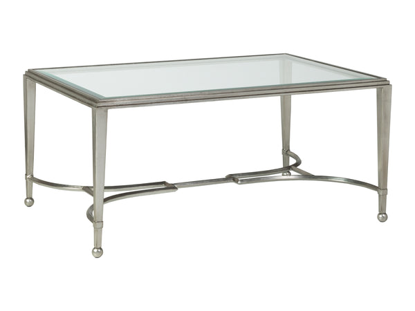 Lexington Artistica Home Sangiovese Elegant Hand-forged Iron Cocktail Table With Beveled Glass Top – Artisan Crafted Beauty Silver Leaf Wood 2011-945-47