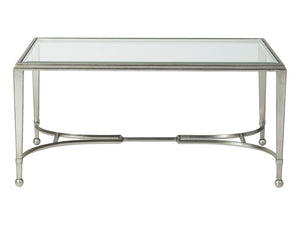 Lexington Artistica Home Sangiovese Elegant Hand-forged Iron Cocktail Table With Beveled Glass Top – Artisan Crafted Beauty Silver Leaf Wood 2011-945-47