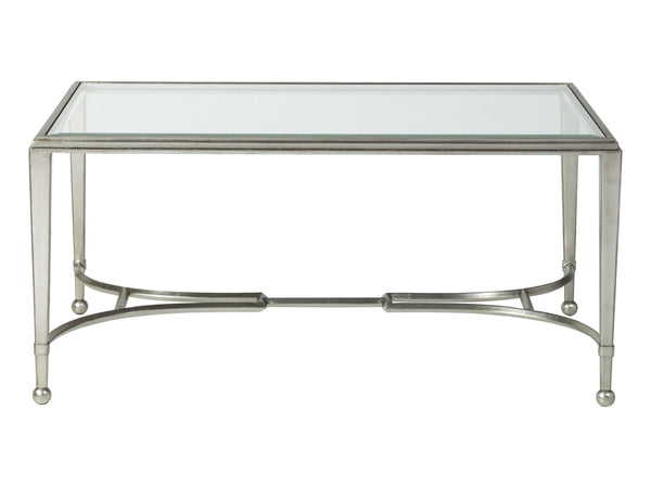 Lexington Artistica Home Sangiovese Elegant Hand-forged Iron Cocktail Table With Beveled Glass Top – Artisan Crafted Beauty Silver Leaf Wood 2011-945-47