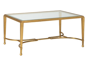 Lexington Artistica Home Sangiovese Elegant Hand-forged Iron Cocktail Table With Beveled Glass Top – Artisan Crafted Beauty Gold Leaf Wood 2011-945-48