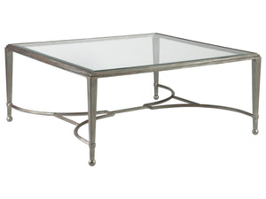 Lexington Artistica Home Sangiovese Square Cocktail Table - Hand-forged Italian Iron With Elegant Beveled Glass Top Design Argento Wood 2011-947-46