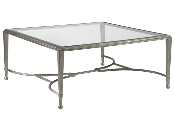 Lexington Artistica Home Sangiovese Square Cocktail Table - Hand-forged Italian Iron With Elegant Beveled Glass Top Design Argento Wood 2011-947-46