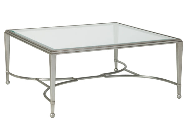 Lexington Artistica Home Sangiovese Square Cocktail Table - Hand-forged Italian Iron With Elegant Beveled Glass Top Design Silver Leaf Wood 2011-947-47