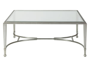Lexington Artistica Home Sangiovese Square Cocktail Table - Hand-forged Italian Iron With Elegant Beveled Glass Top Design Silver Leaf Wood 2011-947-47