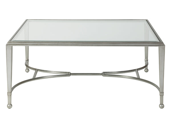 Lexington Artistica Home Sangiovese Square Cocktail Table - Hand-forged Italian Iron With Elegant Beveled Glass Top Design Silver Leaf Wood 2011-947-47