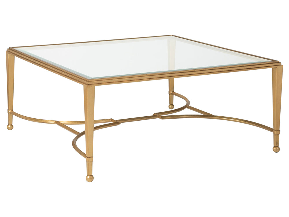 Lexington Artistica Home Sangiovese Square Cocktail Table - Hand-forged Italian Iron With Elegant Beveled Glass Top Design Gold Leaf Wood 2011-947-48
