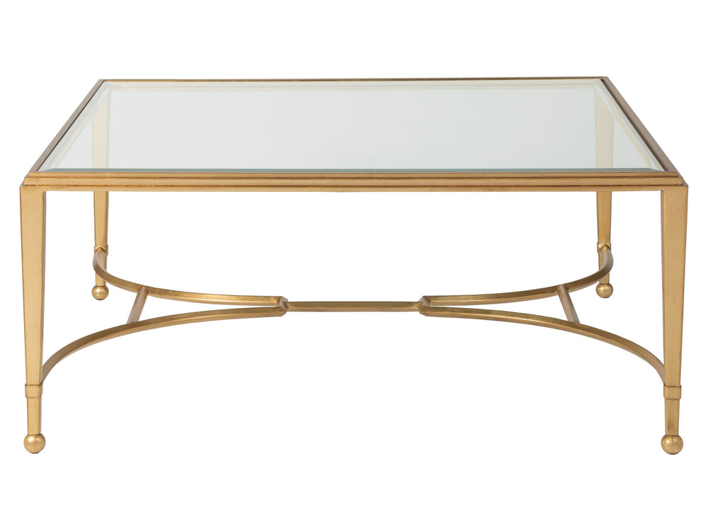 Lexington Artistica Home Sangiovese Square Cocktail Table - Hand-forged Italian Iron With Elegant Beveled Glass Top Design Gold Leaf Wood 2011-947-48