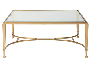 Lexington Artistica Home Sangiovese Square Cocktail Table - Hand-forged Italian Iron With Elegant Beveled Glass Top Design Gold Leaf Wood 2011-947-48