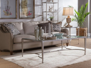 Lexington Artistica Home Sangiovese Hand-forged Iron Cocktail Table With Beveled Glass Top - Elegant Italian Design Argento Wood 2011-949-46