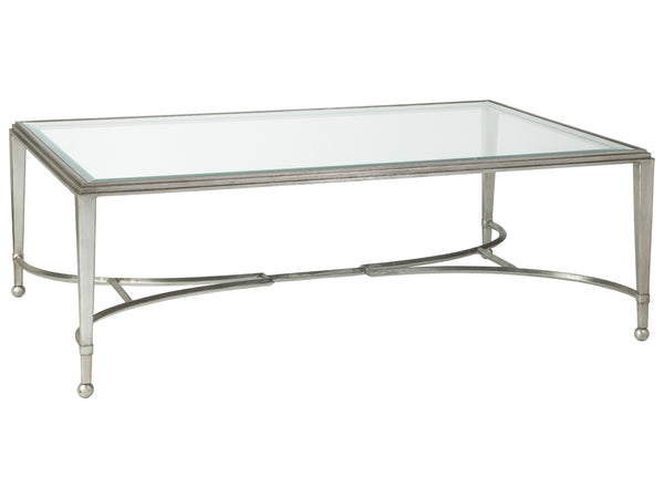 Lexington Artistica Home Sangiovese Hand-forged Iron Cocktail Table With Beveled Glass Top - Elegant Italian Design Silver Leaf Wood 2011-949-47