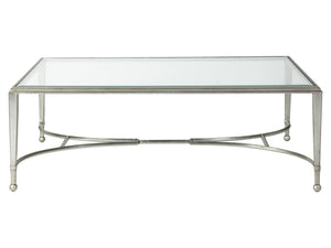 Lexington Artistica Home Sangiovese Hand-forged Iron Cocktail Table With Beveled Glass Top - Elegant Italian Design Silver Leaf Wood 2011-949-47