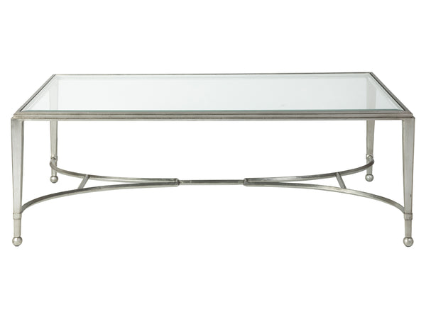 Lexington Artistica Home Sangiovese Hand-forged Iron Cocktail Table With Beveled Glass Top - Elegant Italian Design Silver Leaf Wood 2011-949-47