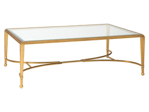 Lexington Artistica Home Sangiovese Hand-forged Iron Cocktail Table With Beveled Glass Top - Elegant Italian Design Gold Leaf Wood 2011-949-48