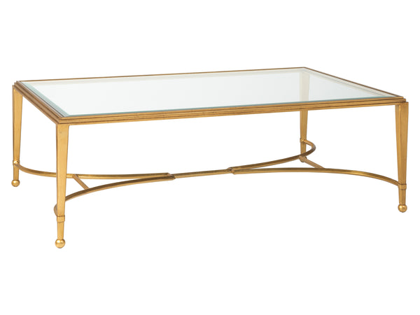Lexington Artistica Home Sangiovese Hand-forged Iron Cocktail Table With Beveled Glass Top - Elegant Italian Design Gold Leaf Wood 2011-949-48