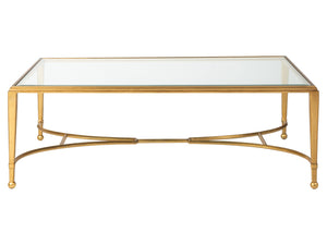 Lexington Artistica Home Sangiovese Hand-forged Iron Cocktail Table With Beveled Glass Top - Elegant Italian Design Gold Leaf Wood 2011-949-48