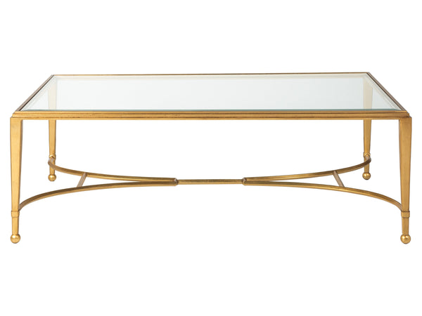 Lexington Artistica Home Sangiovese Hand-forged Iron Cocktail Table With Beveled Glass Top - Elegant Italian Design Gold Leaf Wood 2011-949-48