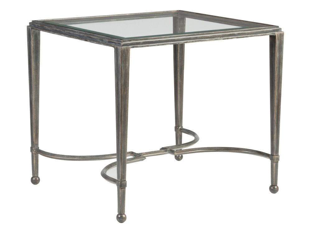 Lexington Artistica Home Sangiovese Exquisite Hand-forged Iron End Table With Beveled Glass Top For Elegant Interiors St. Laurent Wood 2011-959-44