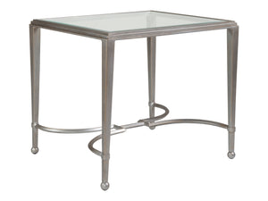 Lexington Artistica Home Sangiovese Exquisite Hand-forged Iron End Table With Beveled Glass Top For Elegant Interiors Argento Wood 2011-959-46